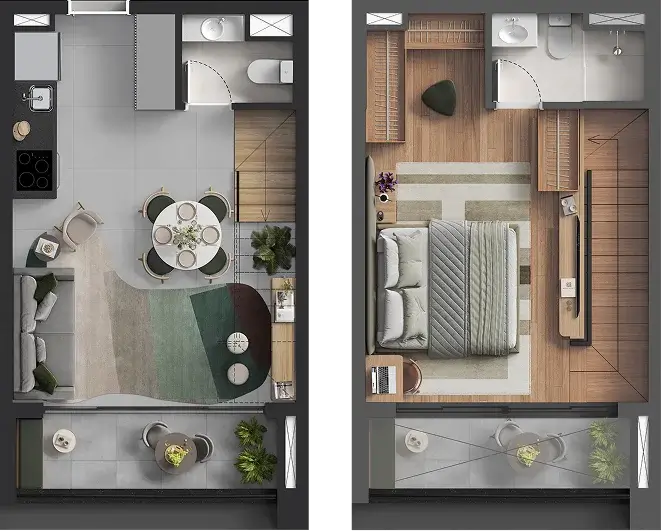 Liv Stay Residences Alphaville - Planta Tipo 59 m² Duplex