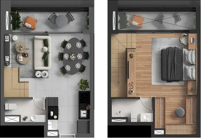 Liv Stay Residences Alphaville - Planta Tipo 64 m² Duplex